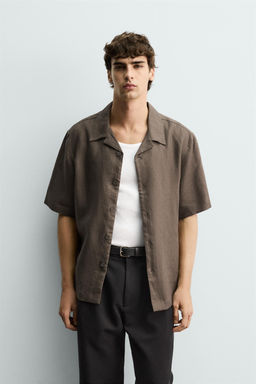 CAMISA RELAXED FIT 100% LINO / Marr?n / Topo - Zara фото 2