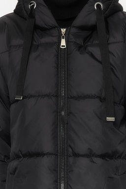 TRENDYOLMILLA Siyah Kapusonlu Su Itici Uzun Sisme Mont TWOAW24MO00136  фото 8