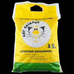Наполнитель для кошек 15л древесный КОТ ВАСИЛИЙ