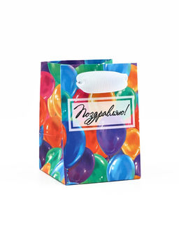 Цена за 4 шт. Пакет ламинированный «Поздравляю», шары, 7 х 10 х 7 см