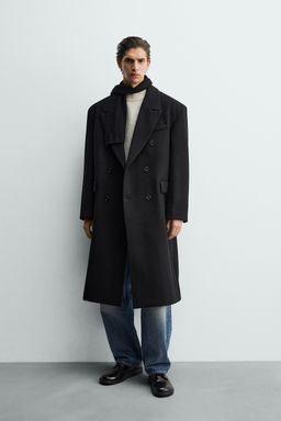 WOOL BLEND OVERSIZE FIT DOUBLE-BREASTED COAT