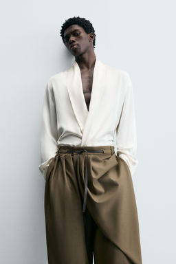 LIMITED EDITION FLOWING SHAWL COLLAR SHIRT - Zara фото 13