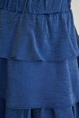 TRENDYOLMILLA Lacivert Etegi F?rf?r Detayl? Beli Lastikli Mini Boy Dokuma Etek TWOSS25ET00047  фото 5