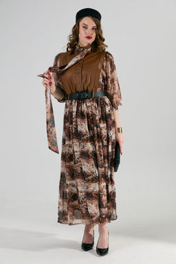 Платье NIKVA н1010-1 шоколад и тигровая абстракция  фото 2