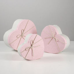 Набор подарочных коробок сердце 3 в 1, белый - розовый, 21?19?9 - 15.5?14?6 см
