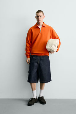 SUDADERA POLO INTERLOCK CREMALLERA / Naranja