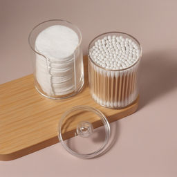 Органайзер для ватных палочек и дисков, с крышкой, 2 секции, 6.7×19 см, прозрачный