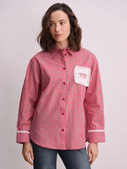 Рубашка из хлопка в клетку / Zarina фото 4