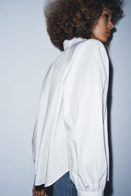 ZW COLLECTION PLEATED POPLIN SHIRT - Zara фото 2