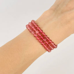 Бусины для украшений из Клубничного кварца (78 бусин) 39 см