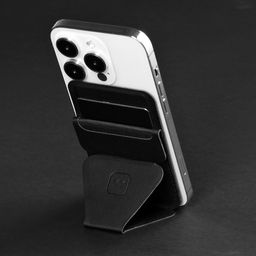 Магнитный кошелёк-подставка Windigo, поддержка Magsafe, для iPhone 12/13/14/15, графитовый чёрный  фото 5