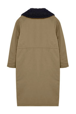 Haki Regular Kal?p Pelus Yaka Detayl? Ici Kapitone Astarl? Uzun K?sl?k Parka Mont TWOAW25MO00098