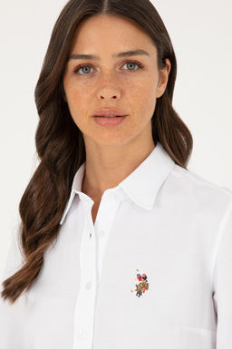 Женщина белая длинная рубашка. Основная рубашка скидка в корзине - U.s. polo assn фото 2