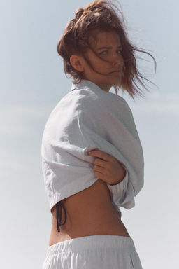 CHAQUETA CROP FLUIDA / Gris azul - Zara фото 6
