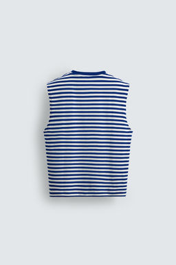 CAMISETA TANK JACQUARD RAYAS / Azulina