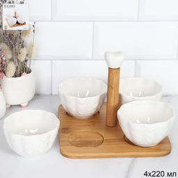 Менажница 4 штуки / JD7017 /уп 24/ на деревянной подставке - Галеонтрейд фото 5