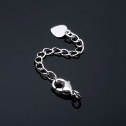 Замок карабин родированный 10 мм, «Сердечко», с удлинителем 4.5 см, цвет серебро