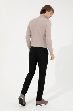 Erkek Slim Fit Siyah Kanvas Pantolon
