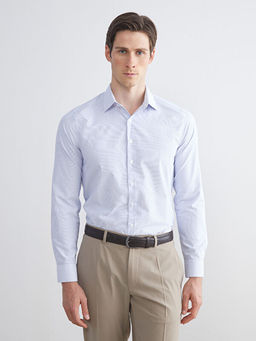 Slim Fit Uzun Kollu ?izgili Poplin Erkek G?mlek