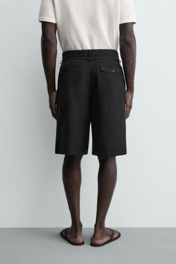 BERMUDA RELAXED FIT PLIEGUES CINTUR?N / Verde gris - Zara фото 3