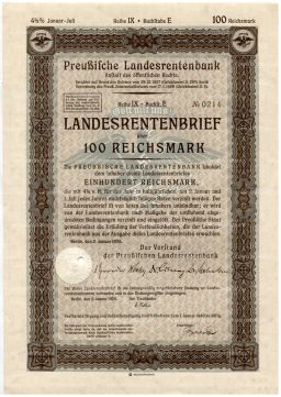 Облигация 4,5% 100 рейхсмарок 1935 года Германия