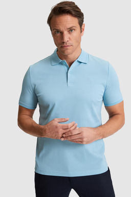 Erkek Mavi Regular Fit Polo Yaka Basic Ti__rt