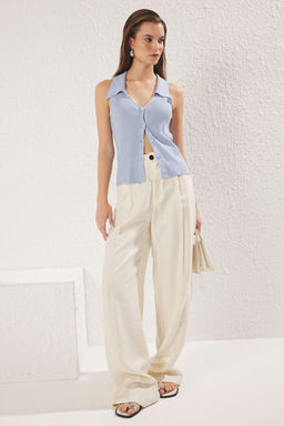 Trendyolmilla Mavi Premium Iplik/Ozel Iplik Polo Yaka Ince Bluz TWOSS25BZ00317  фото 2