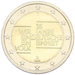 Монета 2 евро 2025 года A Германия 35 лет объединению Германии