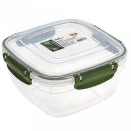 Контейнер для продуктов пластмассовый Мастер 1,5л, 17х17х9,5см, квадратный, с клипсами, воздухонепроницаемый (герметичный), съемный силиконовый уплотнитель, подходит для СВЧ, цвета микс (Россия) - Домашняя мода фото 4