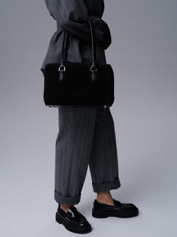 Замшевая сумка Cube DBR 31333 черный велюр  фото 7