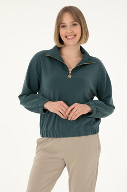 Женский темно-зеленый свитшот Неожиданная скидка в корзине