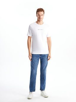 Bisiklet Yaka K?sa Kollu Bask?l? Penye Erkek Ti??rt