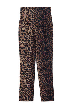Cok Renkli Cigarette Kal?p Leopar/Animal Desen Yuksek Bel Bilek Boy Dokuma Pantolon TWOSS20PL0515