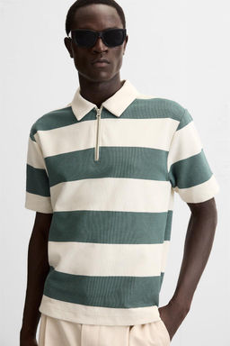 TEXTURED WEAVE POLO SHIRT WITH ZIP - Zara фото 7