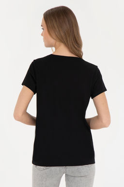 Женская черная футболка с круглым вырезом - U.s. polo assn фото 12