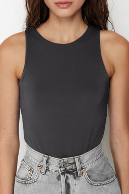 Antrasit Halter Yaka Vucuda Oturan Esnek Alttan C?tc?tl? Orme Body TWOSS20BD0044