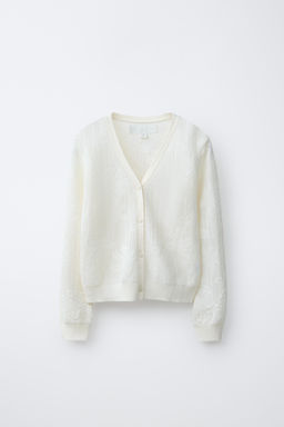 CHAQUETA PUNTO JACQUARD / Blanco