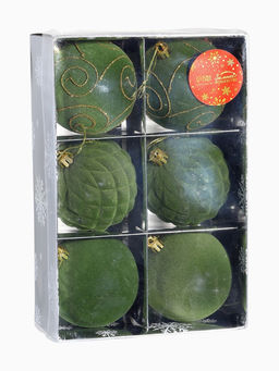 Ёлочные шары набор 6 шт., d=8 см, Бархат. Стиль, завитки зелёный - Зимнее волшебство фото 5