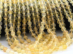 Бусины из флюорита жёлтого шарик 6мм, 40см, 63 бусины Радуга камня