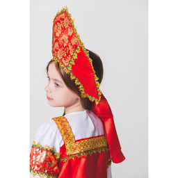 Русский народный костюм Любавушка, платье-сарафан, кокошник, р-р 32, рост 122-128 см, красный - Страна карнавалия фото 14