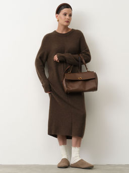 Платье из пуха яка 13087 коричневое