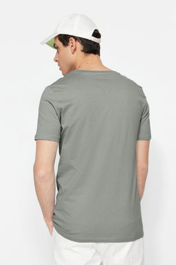 Gri Slim/Dar Kesim %100 Pamuklu Basic Bisiklet Yaka T-Shirt TMNSS19BO0001