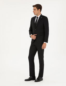 Siyah Slim Fit %100 Y_n Tak_m Elbise