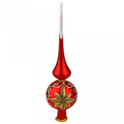 Елочная игрушка верхушка стеклянная Звездная д7см, h27,5см, ручная художественная роспись, цвета микс, подарочная упаковка (Россия)