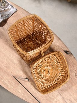 Корзина плетёная «Баскет», 24×24×28 см, бамбук, светлая