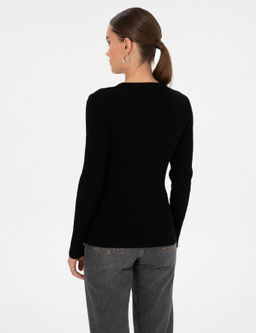 Siyah Slim Fit Basic Kazak