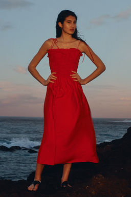 Vestido de tirantes con cuerpo nido de abeja - H&m фото 4