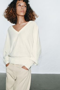 JERSEY PUNTO ESCOTE PICO / Blanco - Zara фото 2