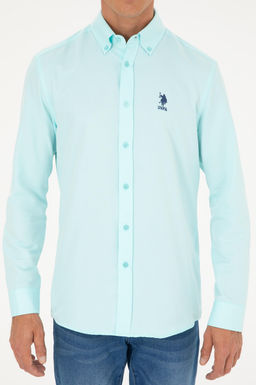 Мужская базовая рубашка зеленого цвета с длинным рукавом Неожиданная скидка в корзине - U.s. polo assn фото 6