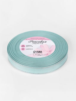 Лента репсовая, с серебряным люрексом, 15 мм, 23±1 м, светло-голубая №013